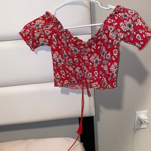 Red off or on the shoulder top